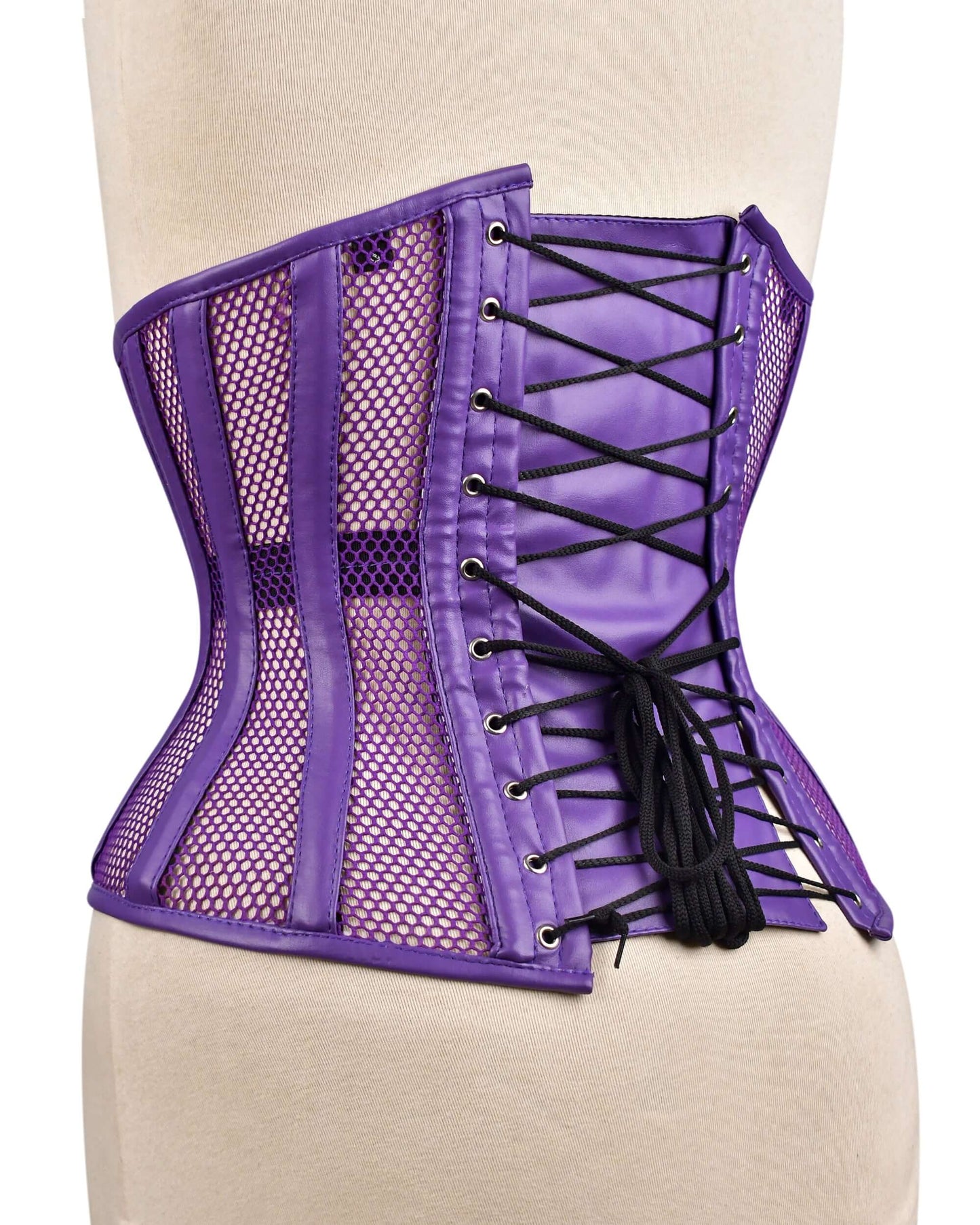 Purple Sheer Medieval Steel-Boned Lace-Up Underbust Corset