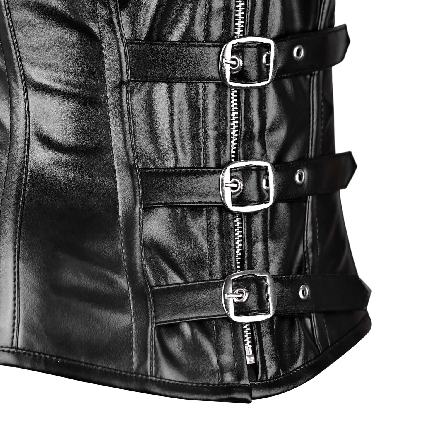 Handmade Black Steampunk Leather Overbust Vest Corset