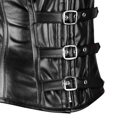 Handmade Black Steampunk Leather Overbust Vest Corset