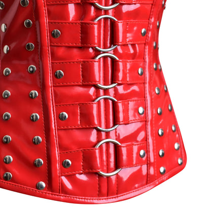 Red PVC Underbust Corset Top - Steel Boned Waist Trainer
