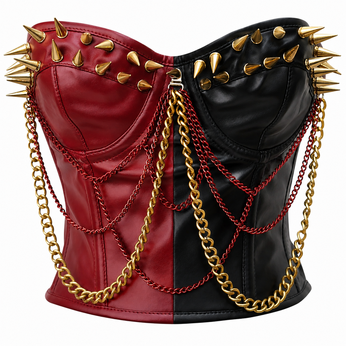 Rebel Rouge Red & Black Spiked Corset Top