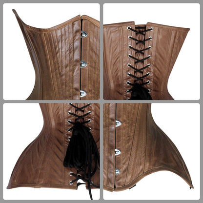 Brown Steampunk Leather Under bust  Corset