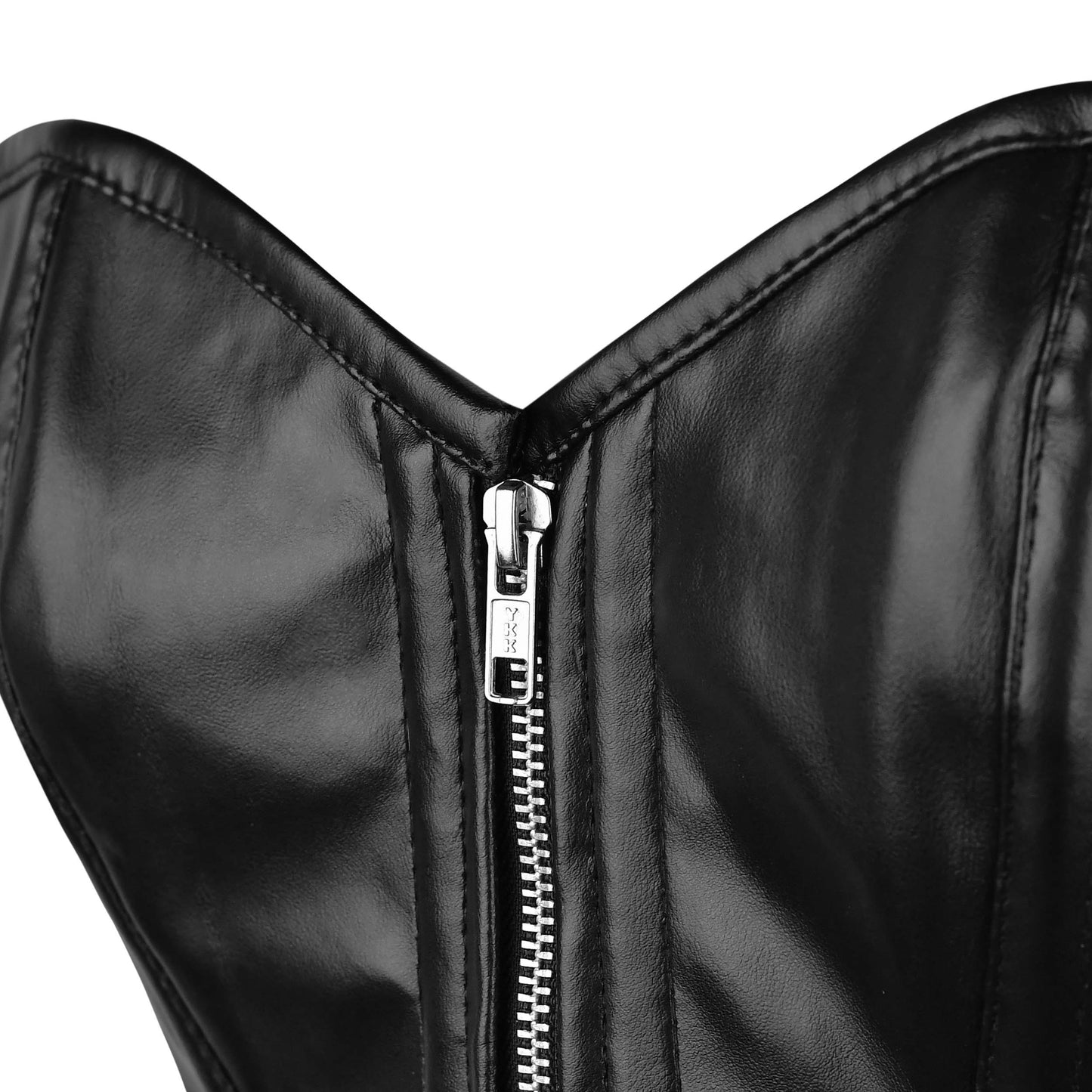 Black Faux Leather Over Bust Corset