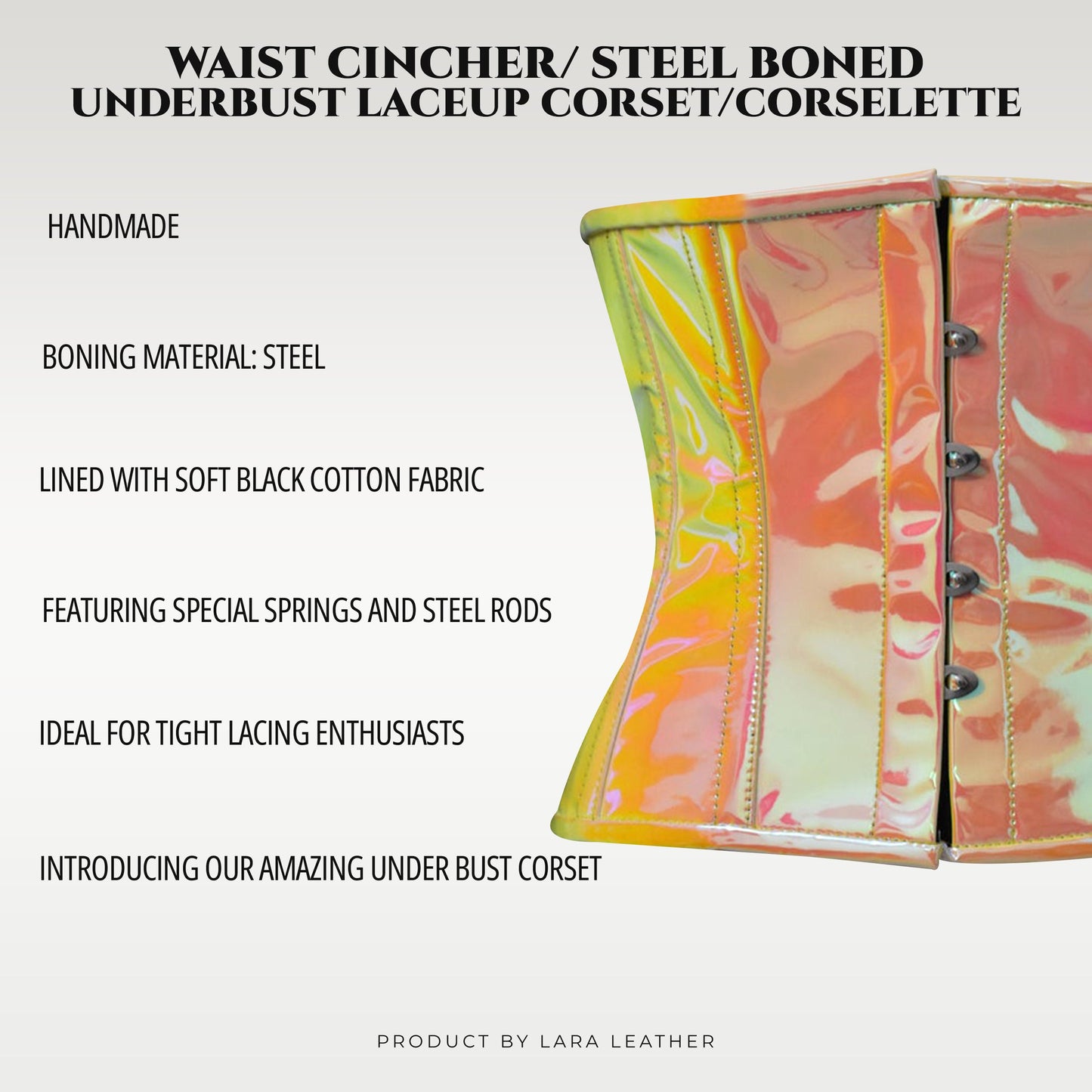 Yellow and Pink Holographic Underbust Steel Boned Corset