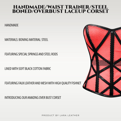 Stylish Overbust Faux/Fishnet Steel boned Corset