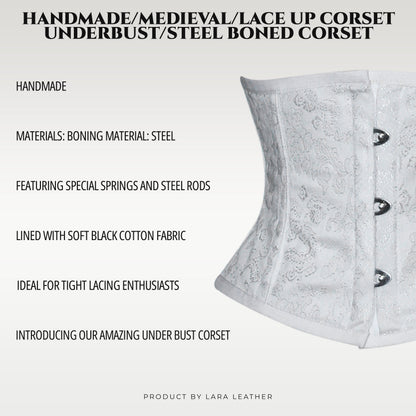 White Brocade Mini Cincher corset - Waist Trainer Short torso