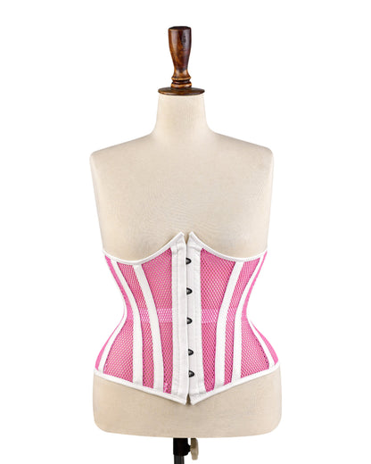 Pink Sheer Medieval Steel-Boned Lace-Up Underbust Corset