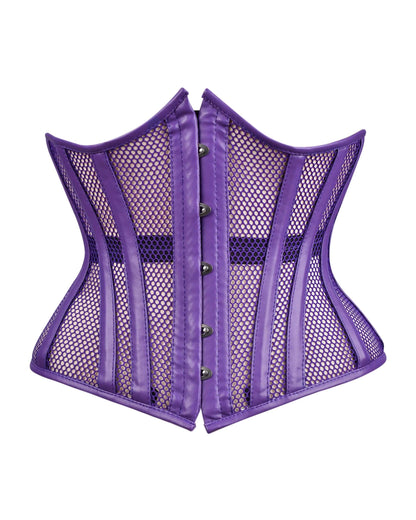 Pink Sheer Medieval Steel-Boned Lace-Up Underbust Corset