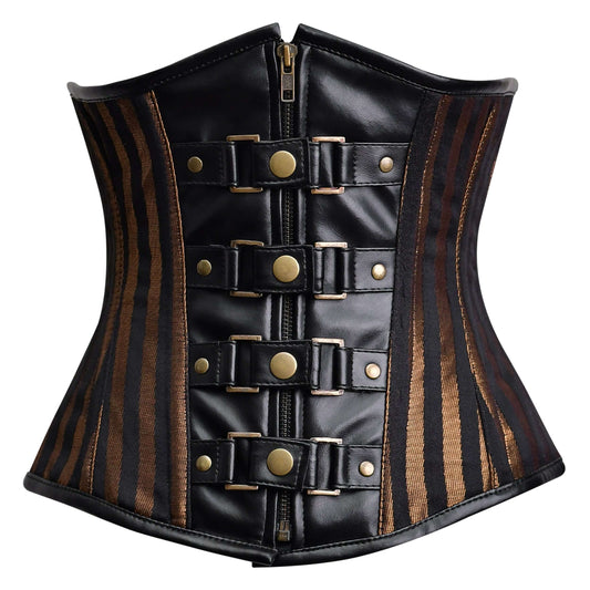 Brown Brocade Lace-up Underbust Steel Boned Corset