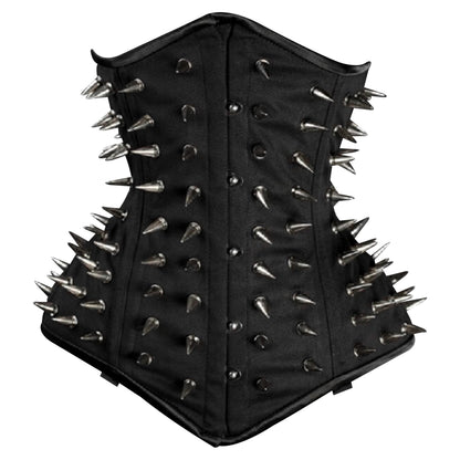 Black Spiked Steampunk Cotton Steel Boned Underbust Corset