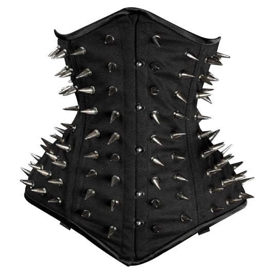 Black Spiked Steampunk Cotton Steel Boned Underbust Corset