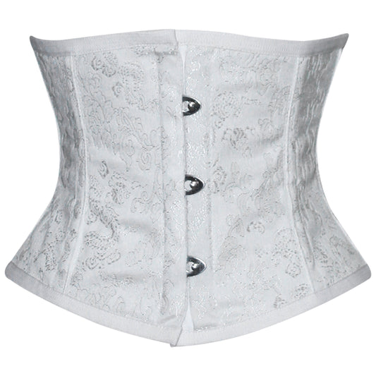 White Brocade Mini Cincher corset - Waist Trainer Short torso