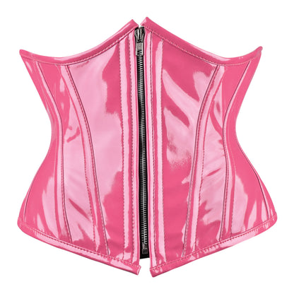 Hot Pink Gloss Vinyl Underbust Corset