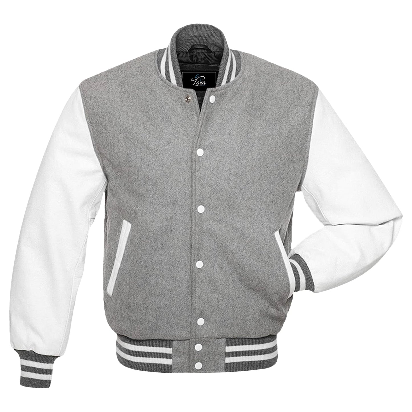 Varsity Letterman College Wool Jacket with Real Leather Sleeves