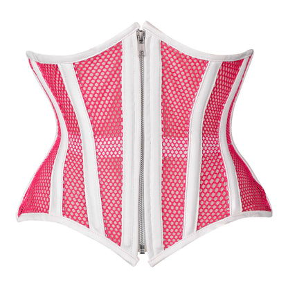 Pink & White Mesh Zip-Up Corset