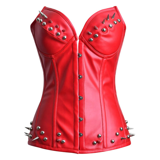Gothic Leather Steel Boned Overbust / Steampunk Corset