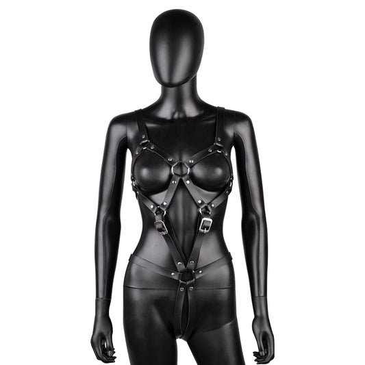 Black Leather Body suit Harness