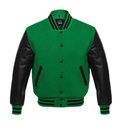 Varsity Letterman High School Jacket with Real Leather Sleeves