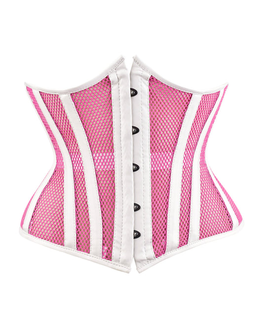 Pink Sheer Medieval Steel-Boned Lace-Up Underbust Corset