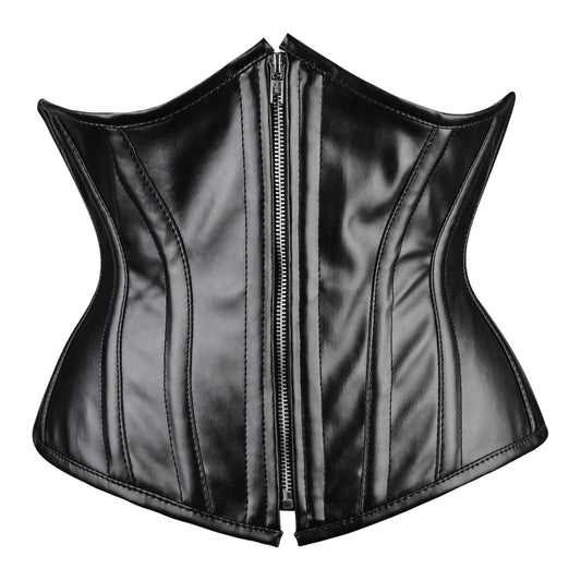 Black Faux Leather Overbust Corset