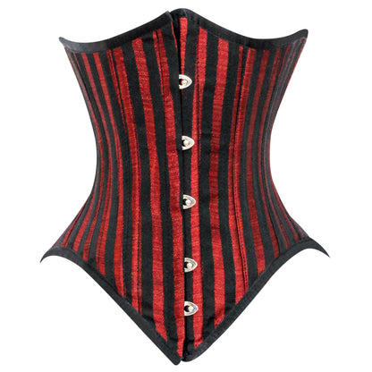 Red Brocade Lined Under bust Steel Boned Corset