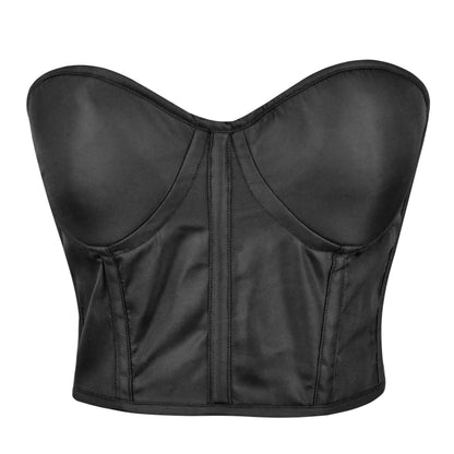 Handmade Black Matte Leather Overbust Corset.