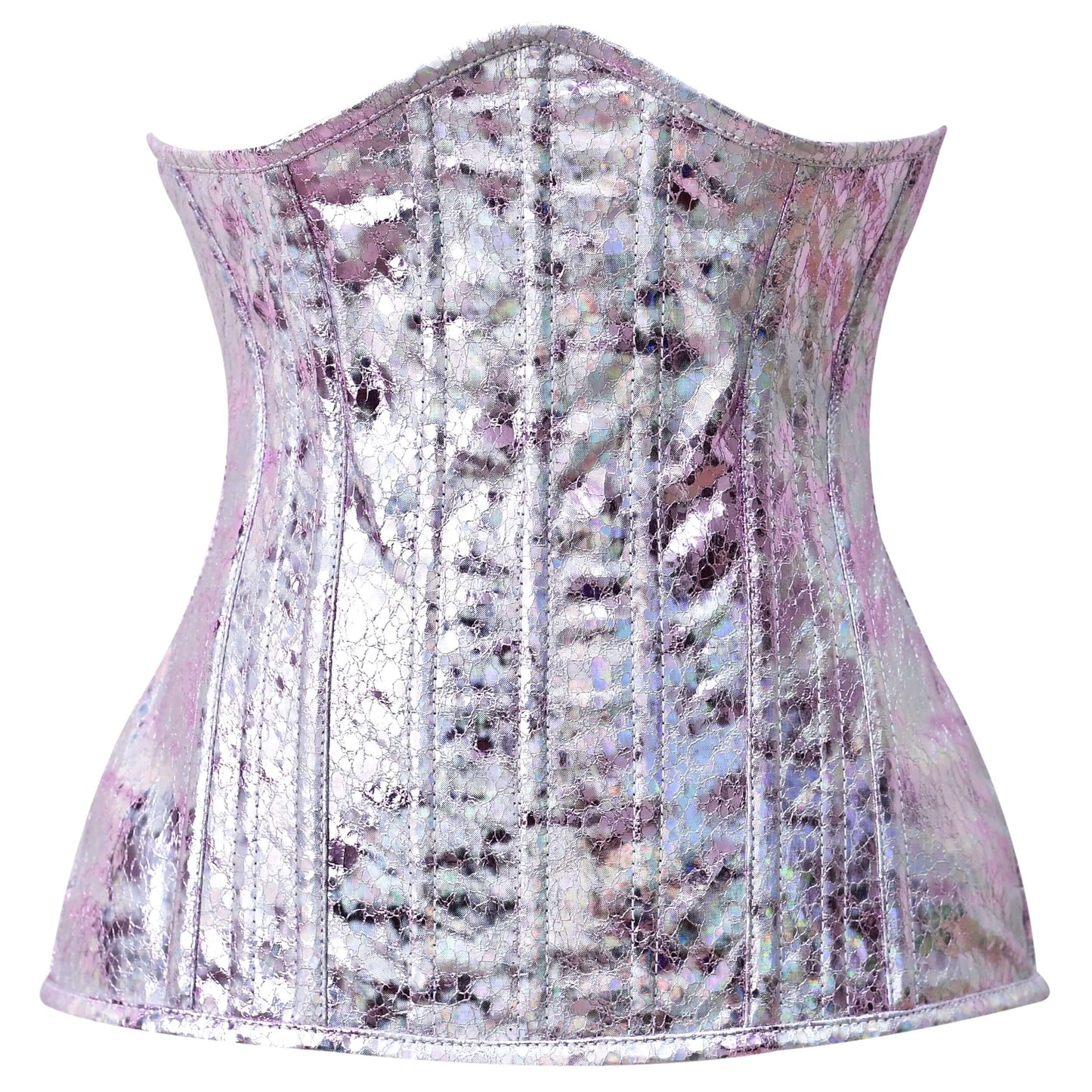 Pink Crackle PVC Underbust Steel Boned Corset