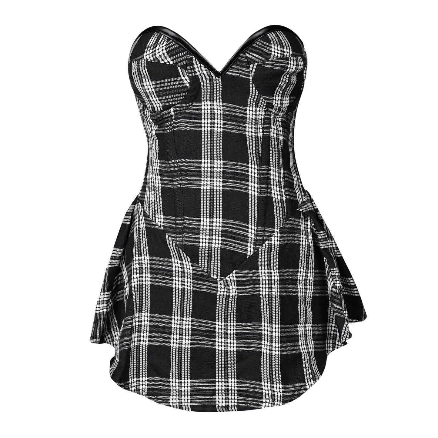 Black & White Plaid Corset Dress