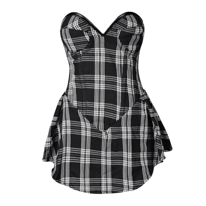 Black & White Plaid Corset Dress