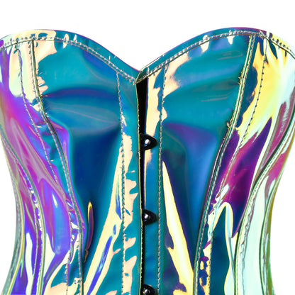 Holographic Blue Over bust Corset