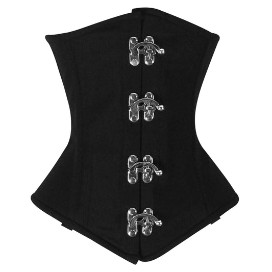 Black Cotton Underbust Steel Boned Corset
