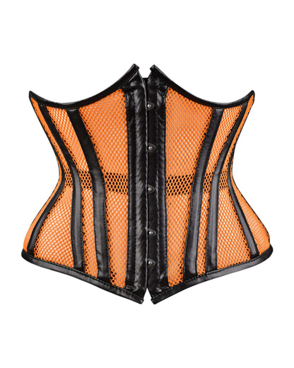 Orange Sheer Medieval Steel-Boned Lace-Up Underbust Corset
