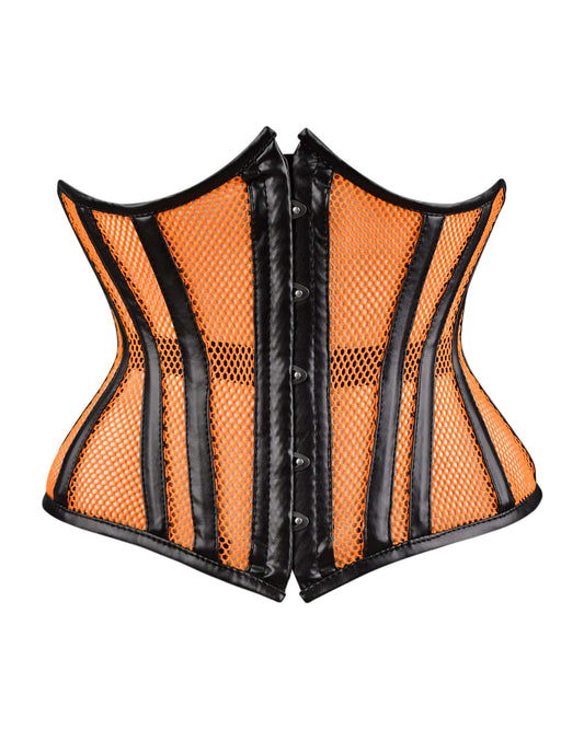 Orange Sheer Medieval Steel-Boned Lace-Up Underbust Corset