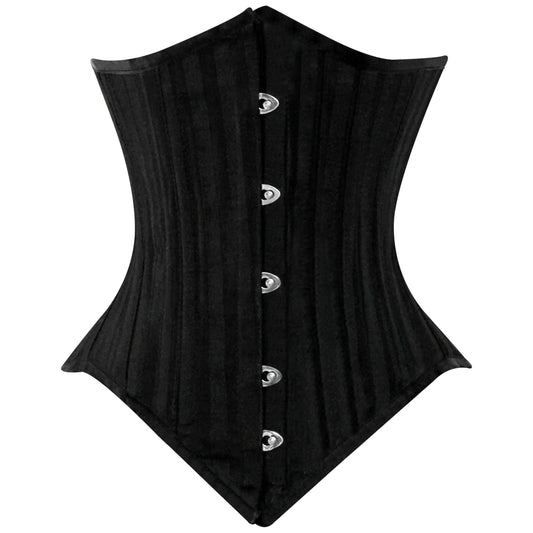 Black Brocade Lined Underbust Steel Boned Corset