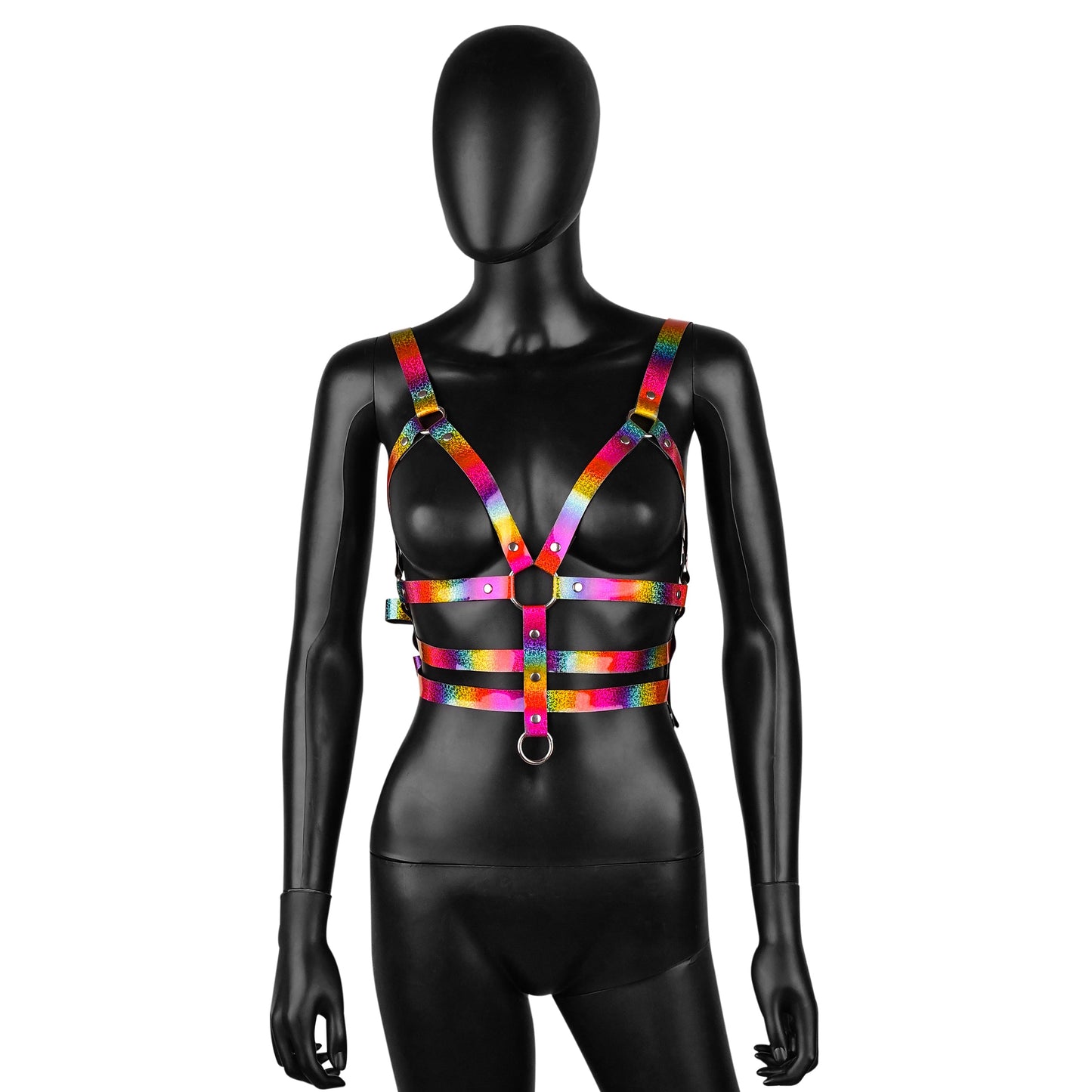 HAR-219 Rainbow Holographic Strappy Harness