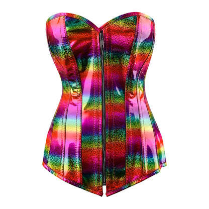 Neon Dream Overbust Corset (Prismatic Green-Purple Holo)
