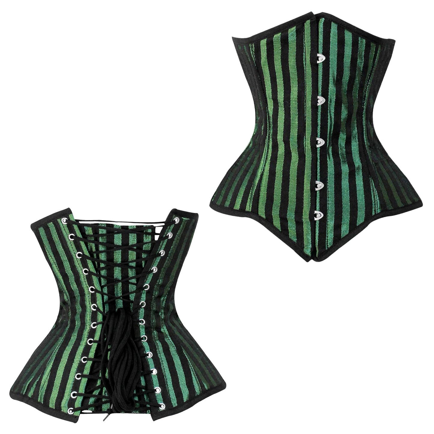 Green Brocade Lined Under bust Steel Boned Corset