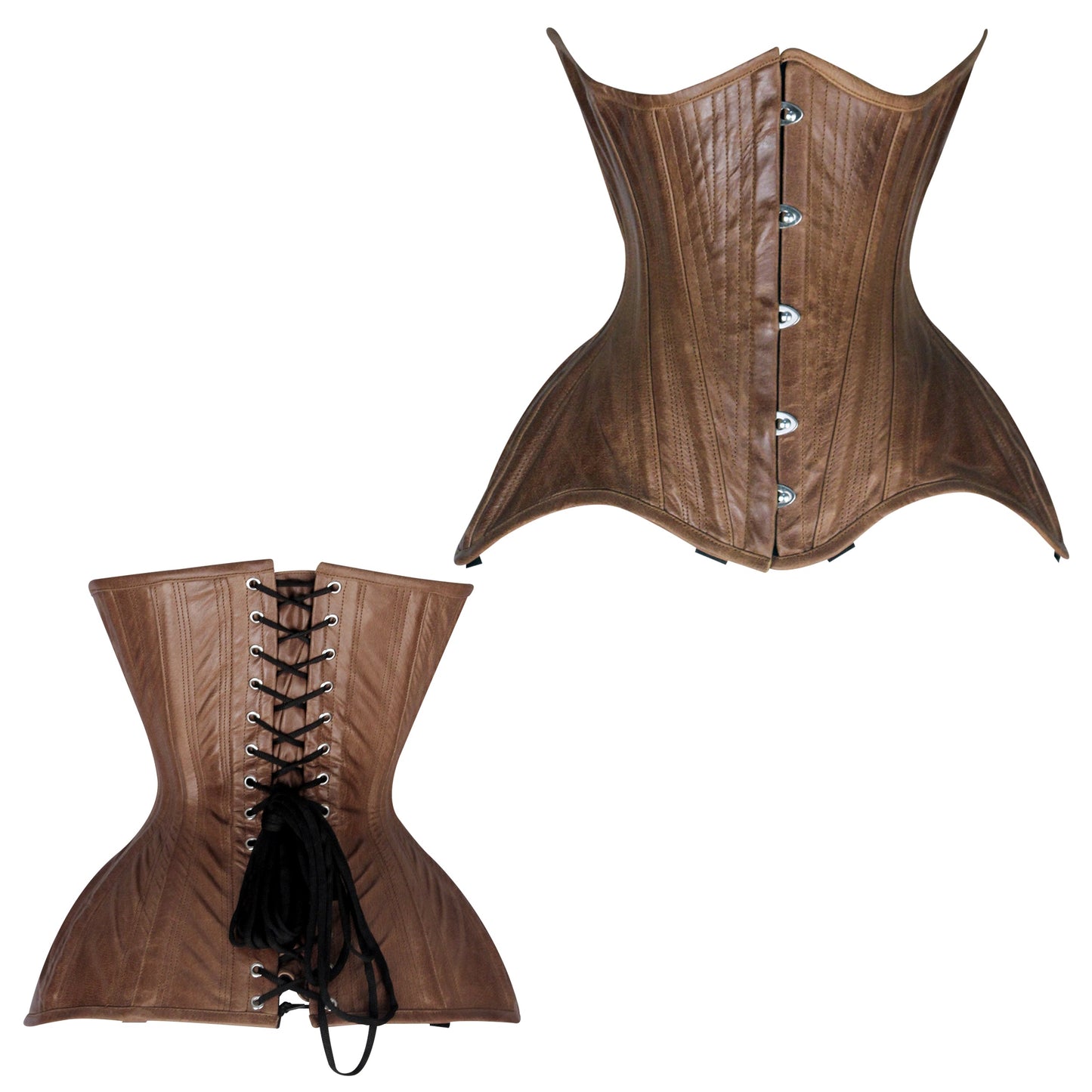 Brown Steampunk Leather Under bust  Corset