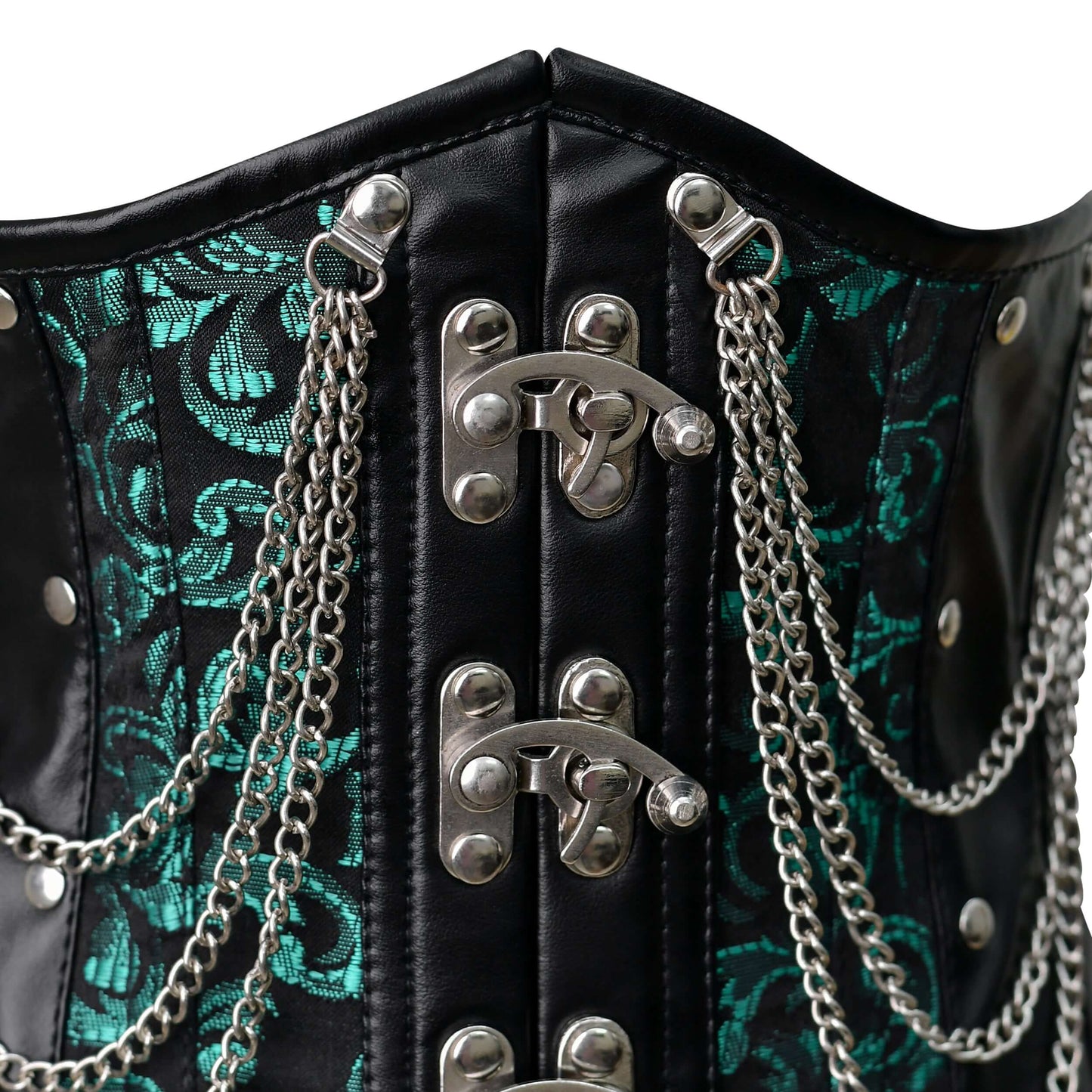Green Brocade Underbust Steel Boned Lace-up Corset