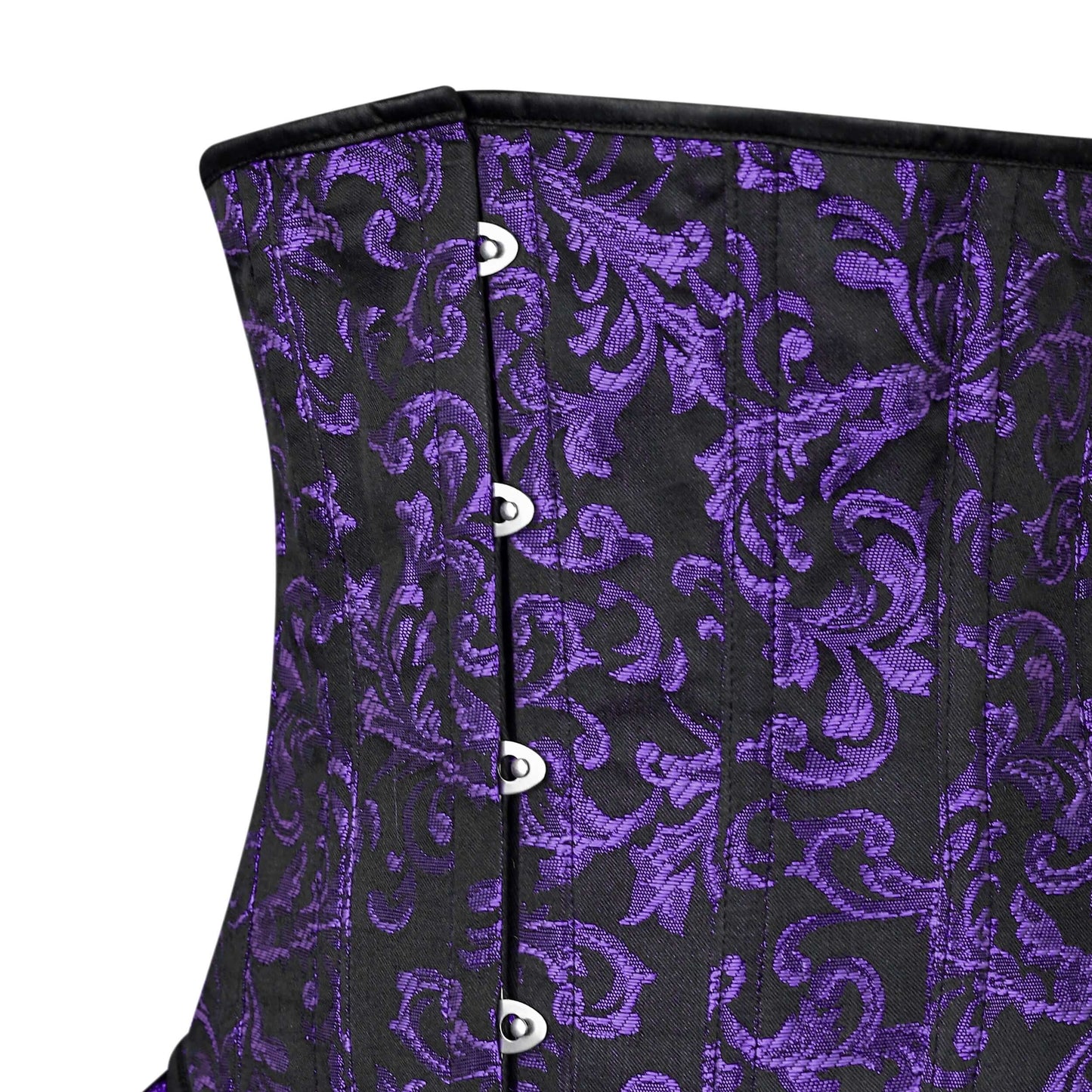 Purple and Black Victorian Brocade Overbust Corset with Bustle Skirt