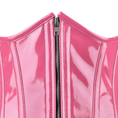 Hot Pink Gloss Vinyl Underbust Corset