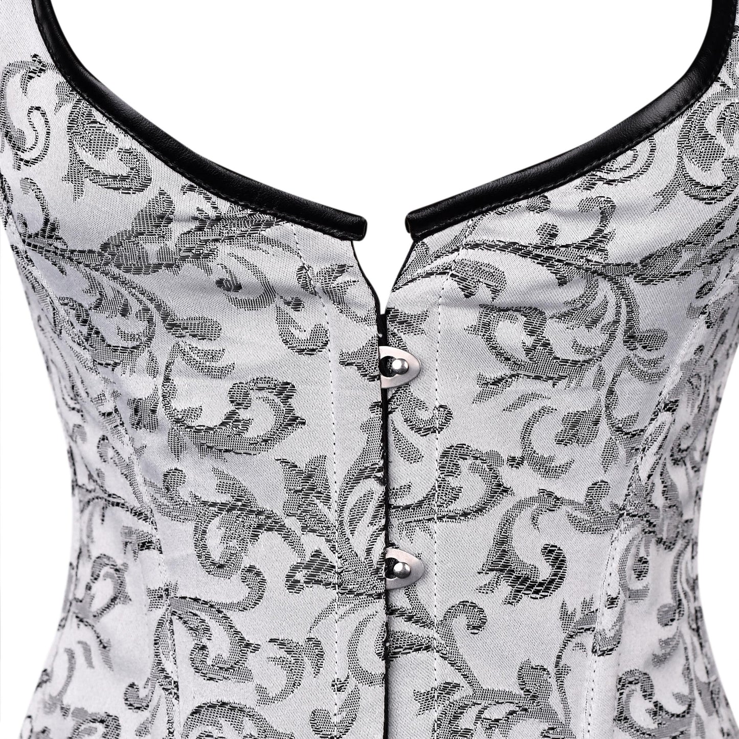 White & Silver Brocade Corset with Shoulder Straps