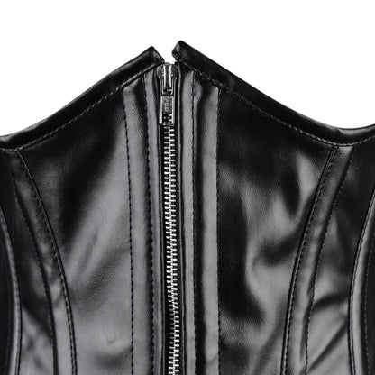 Black Faux Leather Underbust Corset