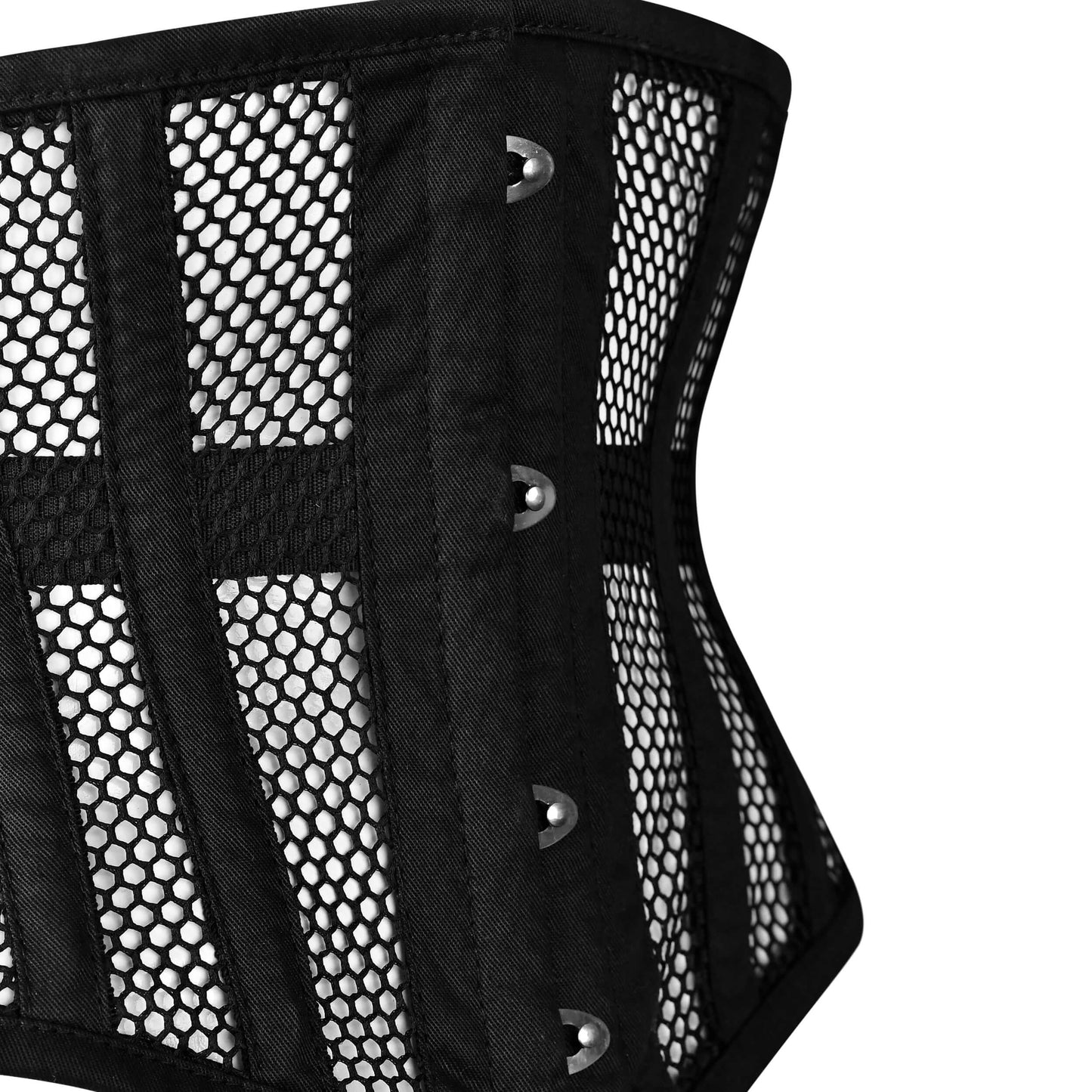 Handmade Black Cotton Mesh Steel Boned Mini Cincher Corset