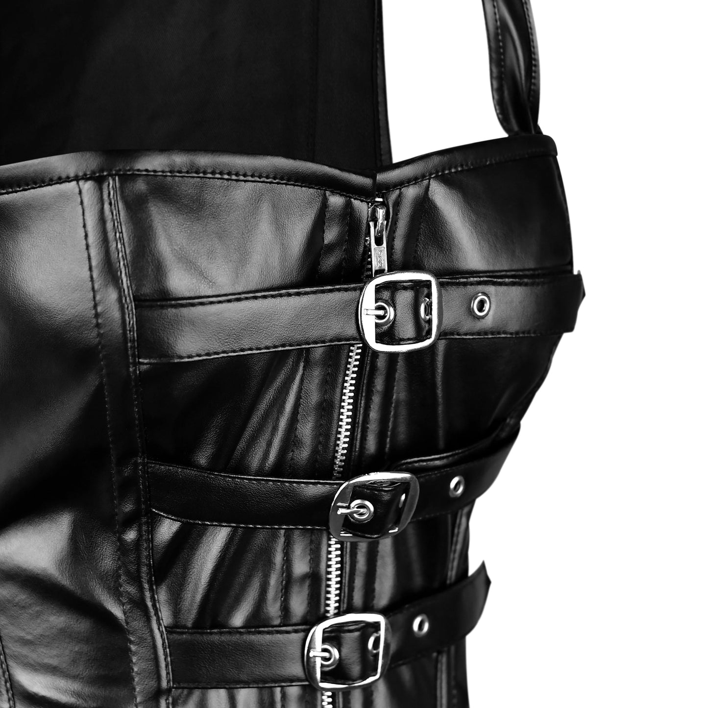 Handmade Black Steampunk Leather Overbust Vest Corset