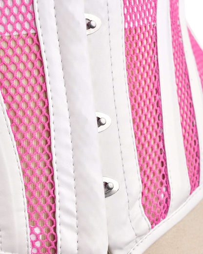 Pink Sheer Medieval Steel-Boned Lace-Up Underbust Corset