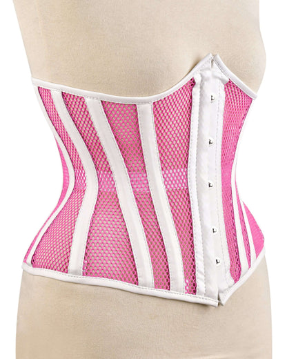 Pink Sheer Medieval Steel-Boned Lace-Up Underbust Corset