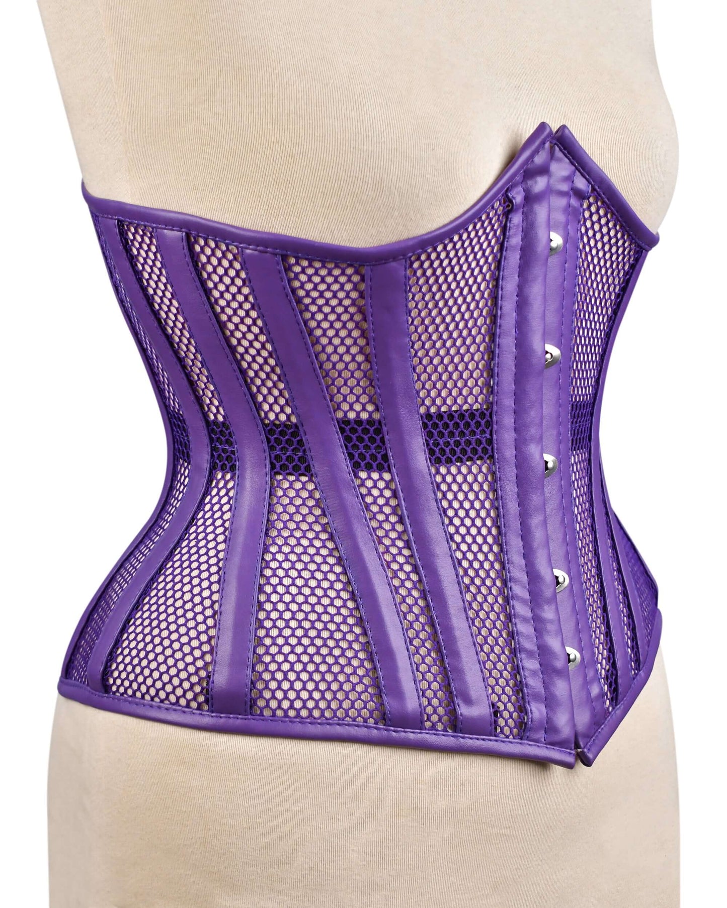 Purple Sheer Medieval Steel-Boned Lace-Up Underbust Corset