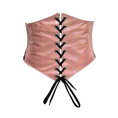 Peach Glitter PVC Waist Trainer Corset Belt - Waist Cincher