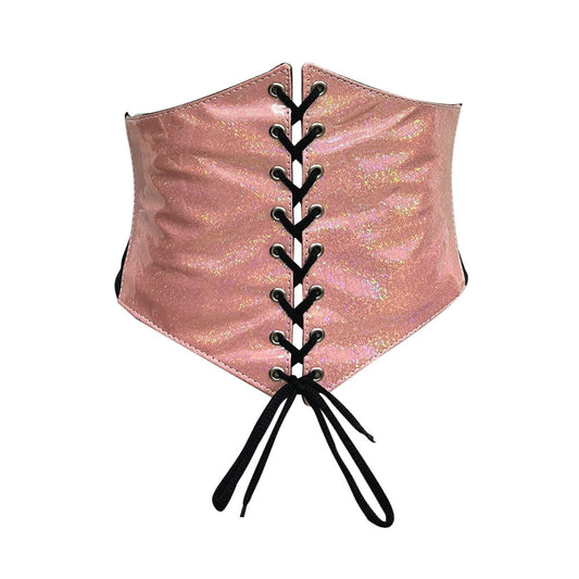 Peach Glitter PVC Waist Trainer Corset Belt - Waist Cincher